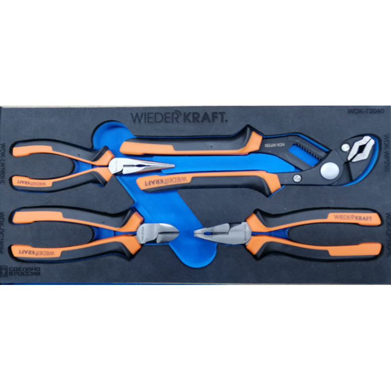 WDK-3703PHL Набор шарнирно-губцевого инструмента в ложементе, 4 предмета, WiederKraft