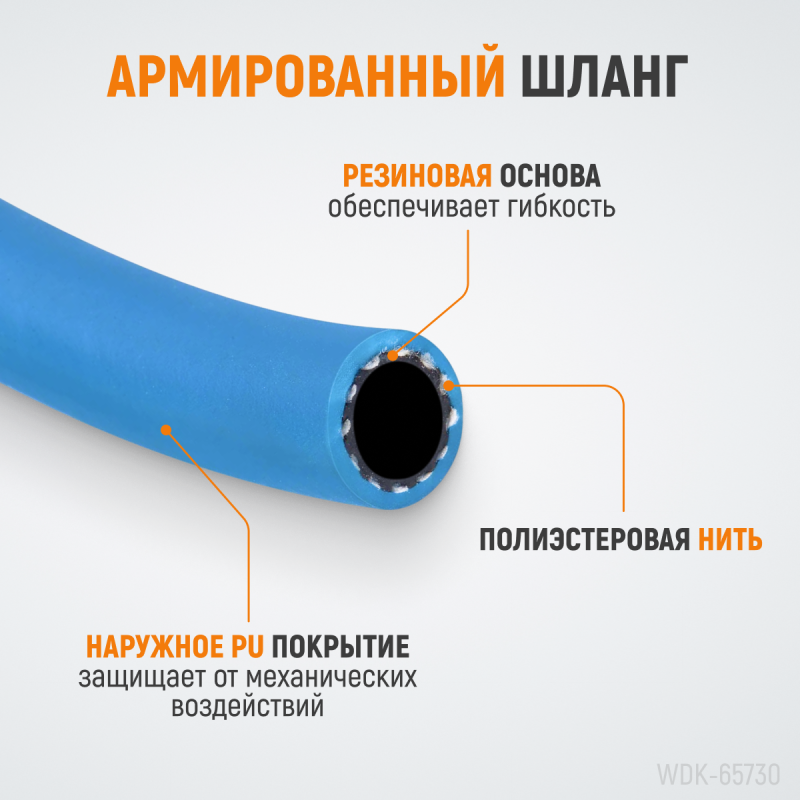 WDK-65730 Пневматический шланг на катушке, WiederKraft WDK-65730 Пневматический шланг на катушке, WiederKraft