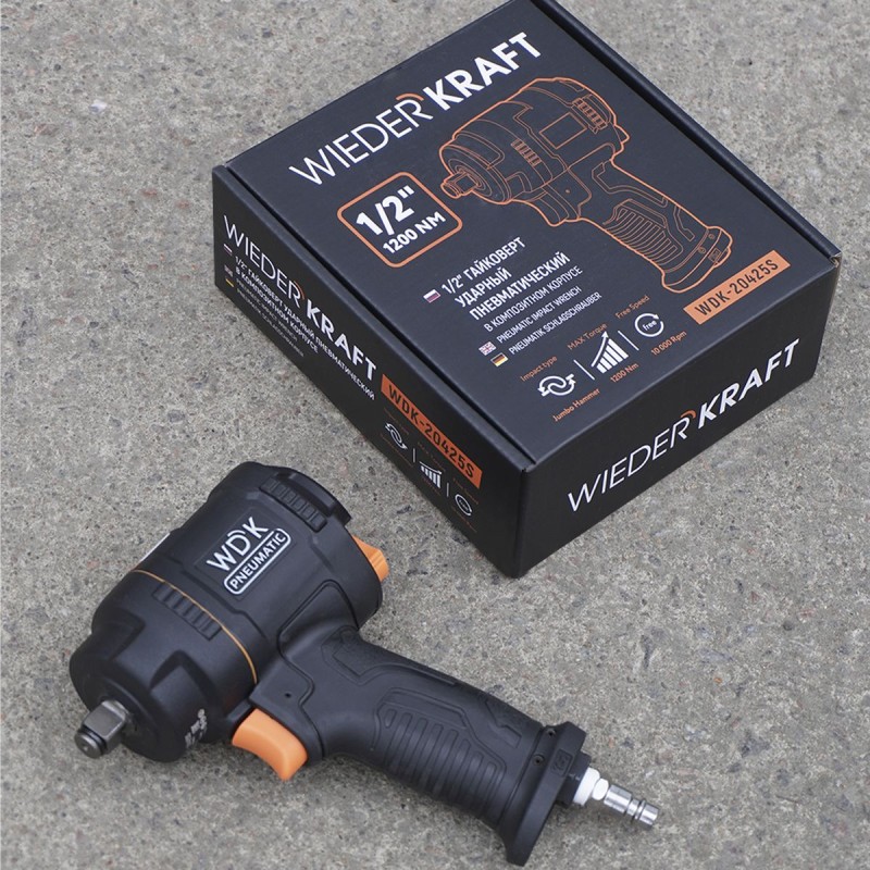 WDK-20425S Гайковерт пневматический ударный, композитный корпус, привод 1/2", 1200 Нм WDK-20425S Гайковерт пневматический ударный, композитный корпус, привод 1/2", 1200 Нм