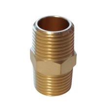 WDK-212MB Адаптер, резьба 1/2"-1/2" PT, M-M (внешняя), латунь