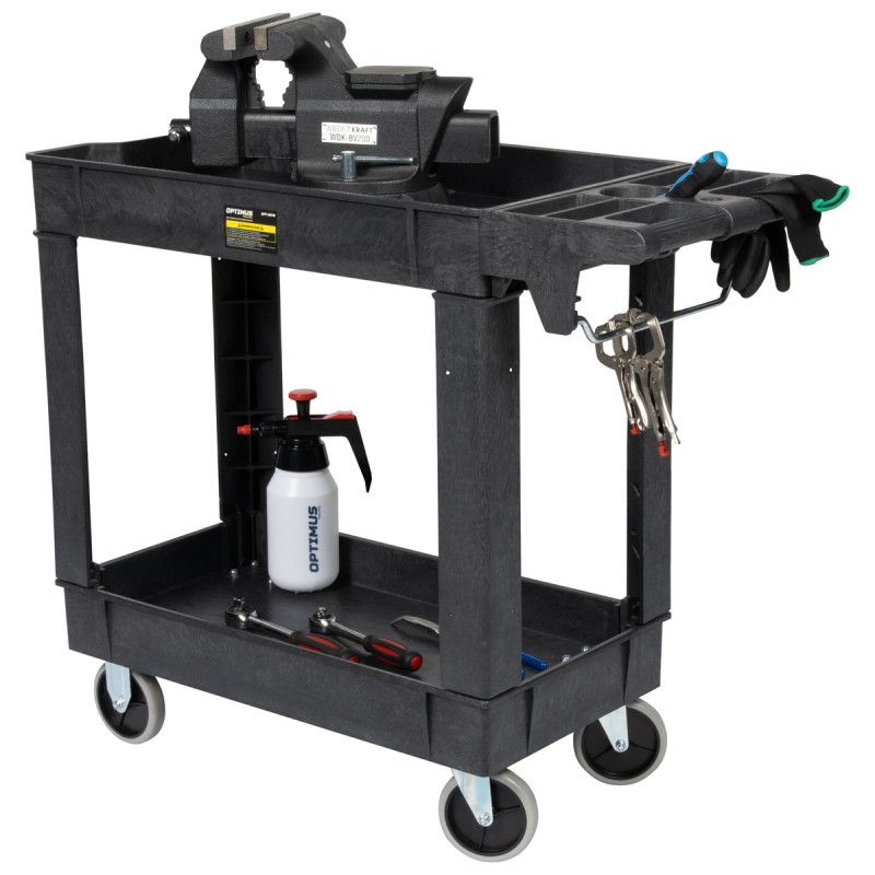 OPT-608S Тележка пластиковая, 2 полки, удлиненная, OPTIMUS OPT-608S Тележка пластиковая, 2 полки, удлиненная, OPTIMUS