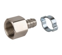 OPT-74012HF Штуцер пневматический ёлочка с обжимным кольцом, внутренняя резьба 1/4", 12 мм