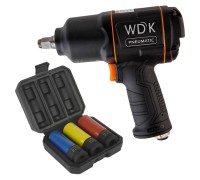 Пневматический ударный гайковерт с ударными головками 1/2" WDK-20440HD