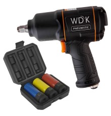 Пневматический ударный гайковерт с ударными головками 1/2" WDK-20440HD