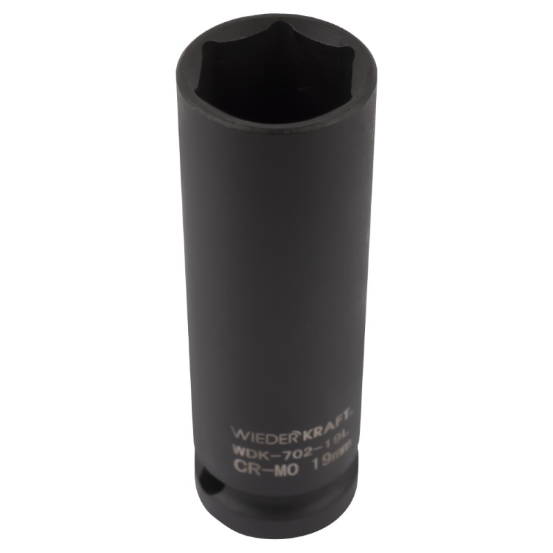 WDK-702-19L Головка торцевая ударная глубокая тонкостенная 1/2", 6 граней, 19 мм, WiederKraft WDK-702-19L Головка торцевая ударная глубокая тонкостенная 1/2", 6 граней, 19 мм, WiederKraft