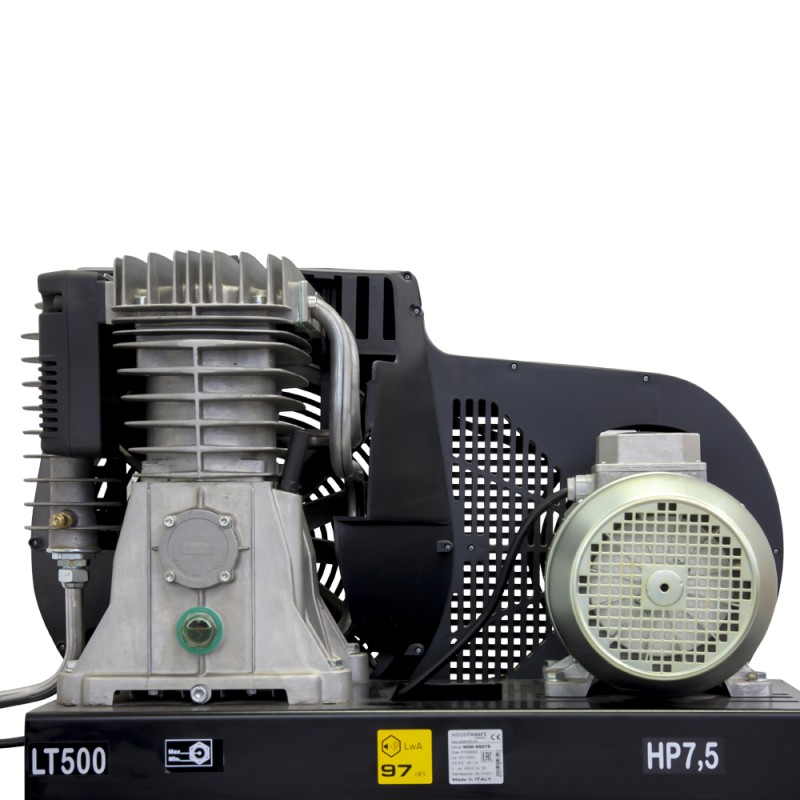 WDK-95079  Масляный поршневой компрессор с ременным приводом 798 л/мин, 11 бар, 380В/5,5 кВт, 500 л, WiederKraft