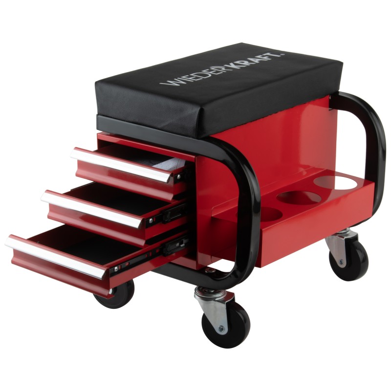 WDK-86032 Табурет механика с 3 инструментальными ящиками, г/п 110 кг, WiederKraft WDK-86032 Табурет механика с 3 инструментальными ящиками, г/п 110 кг, WiederKraft