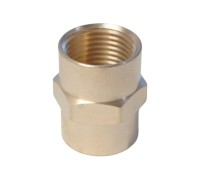 WDK-238FB Адаптер, резьба 3/8"-3/8" PT,  F-F (внутренний), латунь