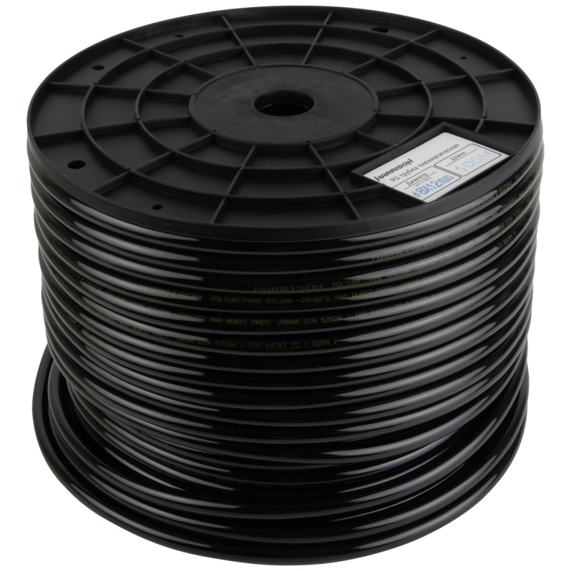 HUS0812-BK Трубка черная Harrison PU 8х12 мм, длина 100 м,