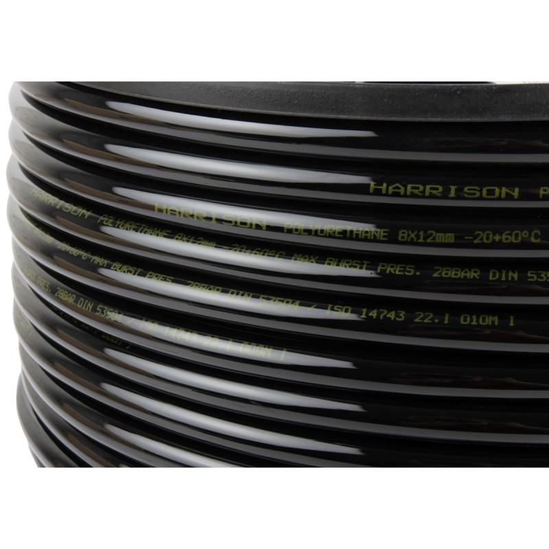HUS0812-BK Трубка черная Harrison PU 8х12 мм, длина 100 м,