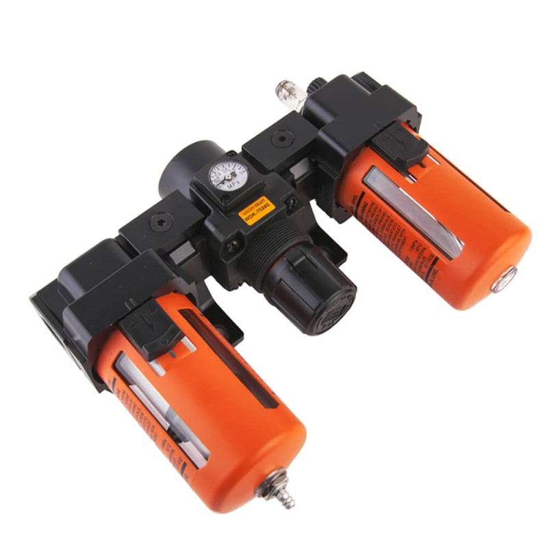 WDK-70240 Блок подготовки воздуха 1/2" с влагоотделителем, лубрикатором, регулятором и манометром, WiederKraft