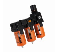 WDK-70744 Блок подготовки воздуха 1/2" трехступенчатый с влагомаслоотделителем, регулятором и маноме