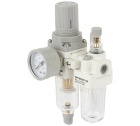 AC2010-02 Блок подготовки воздуха 1/4" с фильтром, манометром, маслораспылителем и регулятором давле