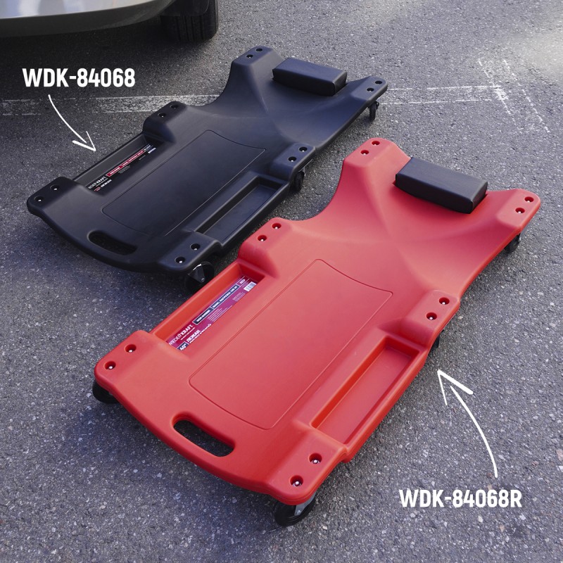 WDK-84068R Лежак ремонтный подкатной, пластиковый, красный, WiederKraft WDK-84068R Лежак ремонтный подкатной, пластиковый, красный, WiederKraft