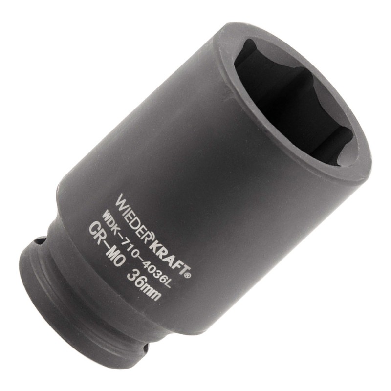 WDK-710-4036L Головка торцевая ударная глубокая 1/2", 6 граней, 36 мм, WiederKraft WDK-710-4036L Головка торцевая ударная глубокая 1/2", 6 граней, 36 мм, WiederKraft