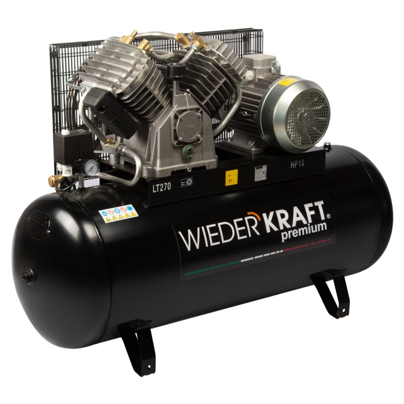 WDK-92712 Масляный поршневой компрессор с ременным приводом 1300 л/мин, 11 бар, 270 л, WiederKraft WDK-92712 Масляный поршневой компрессор с ременным приводом 1300 л/мин, 11 бар, 270 л, WiederKraft