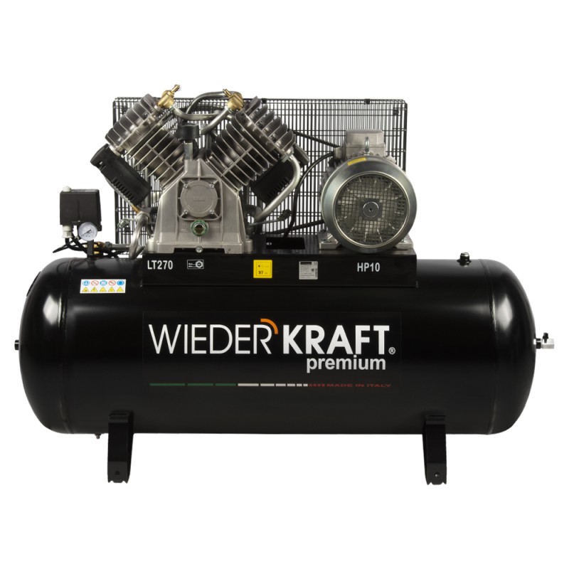 WDK-92712 Масляный поршневой компрессор с ременным приводом 1300 л/мин, 11 бар, 270 л, WiederKraft WDK-92712 Масляный поршневой компрессор с ременным приводом 1300 л/мин, 11 бар, 270 л, WiederKraft