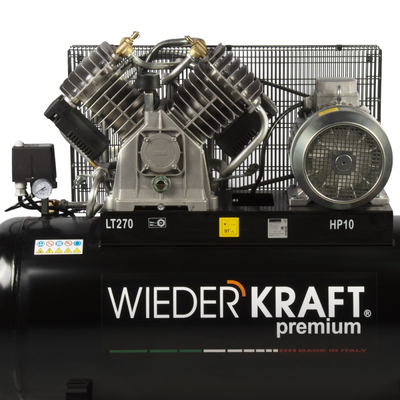 WDK-92712 Масляный поршневой компрессор с ременным приводом 1300 л/мин, 11 бар, 270 л, WiederKraft WDK-92712 Масляный поршневой компрессор с ременным приводом 1300 л/мин, 11 бар, 270 л, WiederKraft