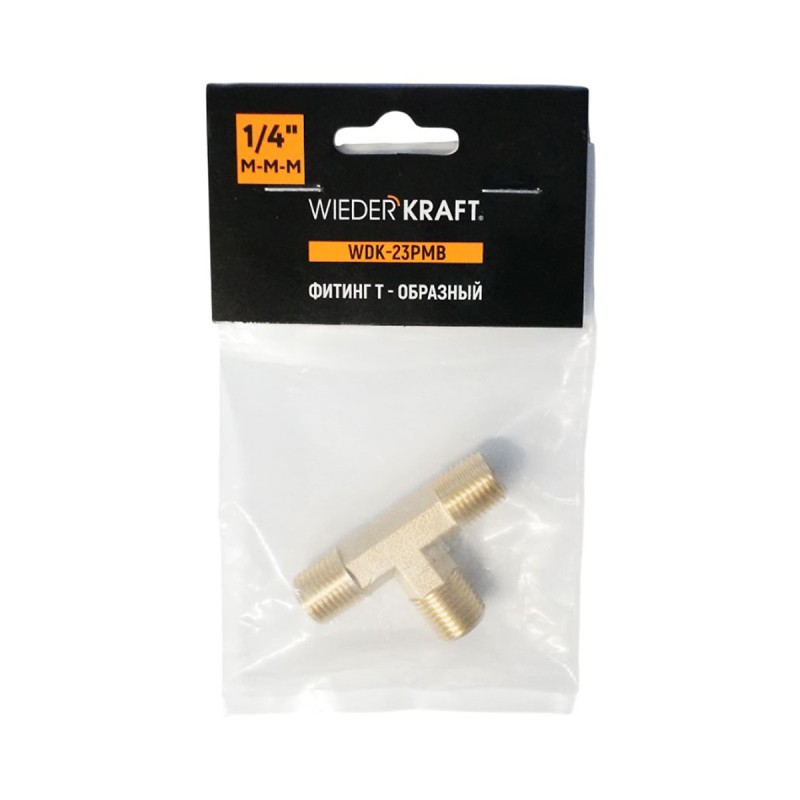 WDK-23PMB Фитинг T - образный, резъба 1/4" PT, M-M-M (внешний), латунь WDK-23PMB Фитинг T - образный, резъба 1/4" PT, M-M-M (внешний), латунь
