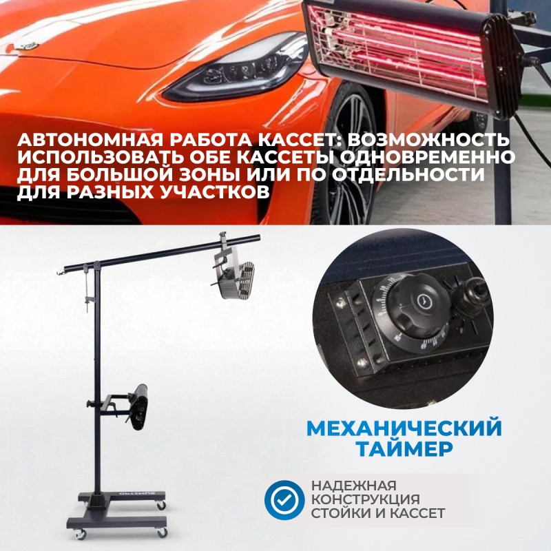 OPT-F22 Двухкассетная мобильная ИК сушка на двухсекционной стойке OPT-F22 Двухкассетная мобильная ИК сушка на двухсекционной стойке