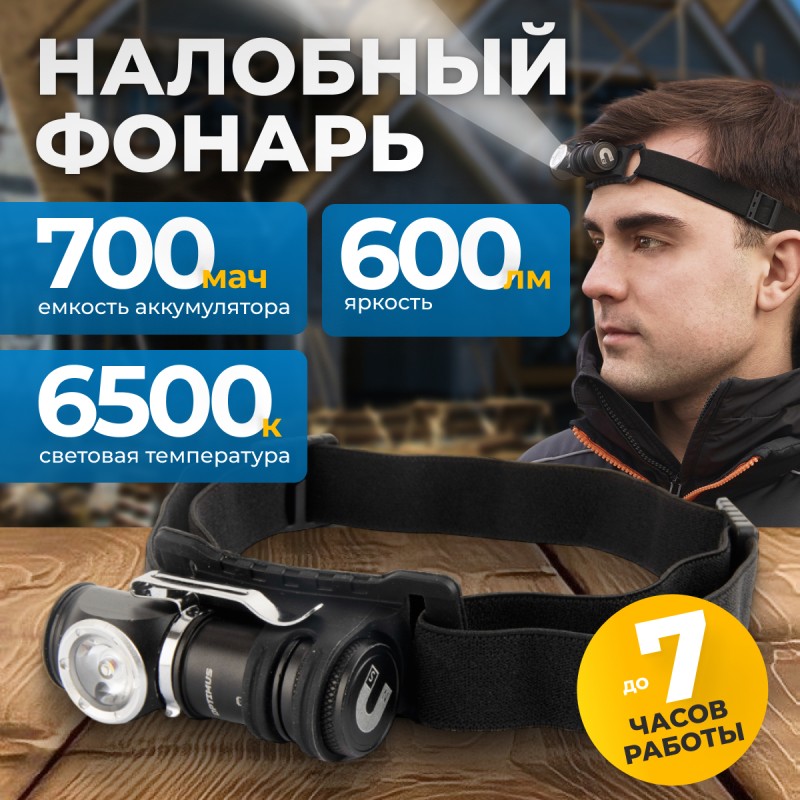 OPT-HL600 Фонарь налобный съёмный, 600 Лм OPT-HL600 Фонарь налобный съёмный, 600 Лм