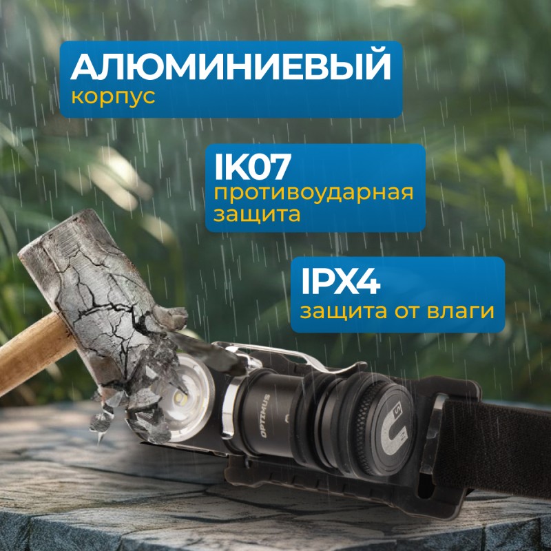 OPT-HL600 Фонарь налобный съёмный, 600 Лм OPT-HL600 Фонарь налобный съёмный, 600 Лм