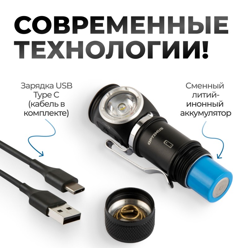 OPT-HL600 Фонарь налобный съёмный, 600 Лм OPT-HL600 Фонарь налобный съёмный, 600 Лм