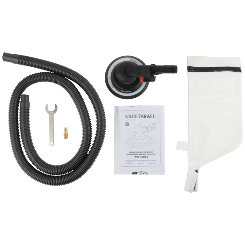 WDK-25350B Пневматическая орбитальная шлифовальная машина 150 мм, 5 мм, WiederKraft WDK-25350B Пневматическая орбитальная шлифовальная машина 150 мм, 5 мм, WiederKraft