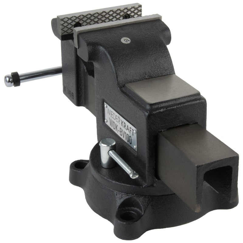 WDK-BV100 Профессиональные слесарные тиски поворотные с наковальней 100 мм, WiederKraft