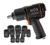 Пневматический ударный гайковерт с ударными головками 1/2" WDK-20440SK