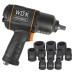 Пневматический ударный гайковерт с ударными головками 1/2" WDK-20440SK