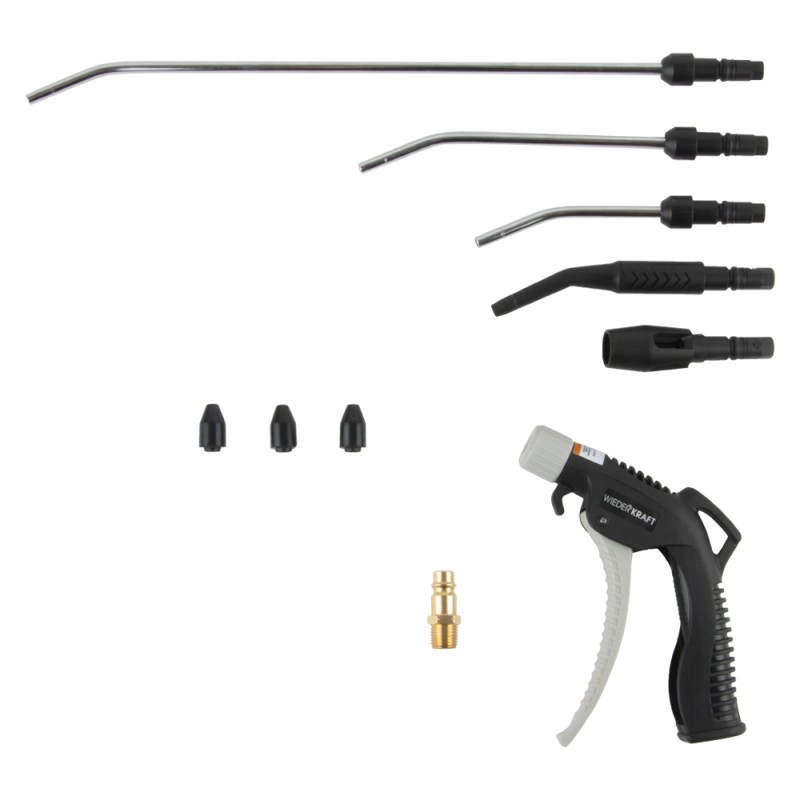 WDK-29210 Универсальный продувочный пистолет со сменными насадками, 9 предм., WiederKraft WDK-29210 Универсальный продувочный пистолет со сменными насадками, 9 предм., WiederKraft