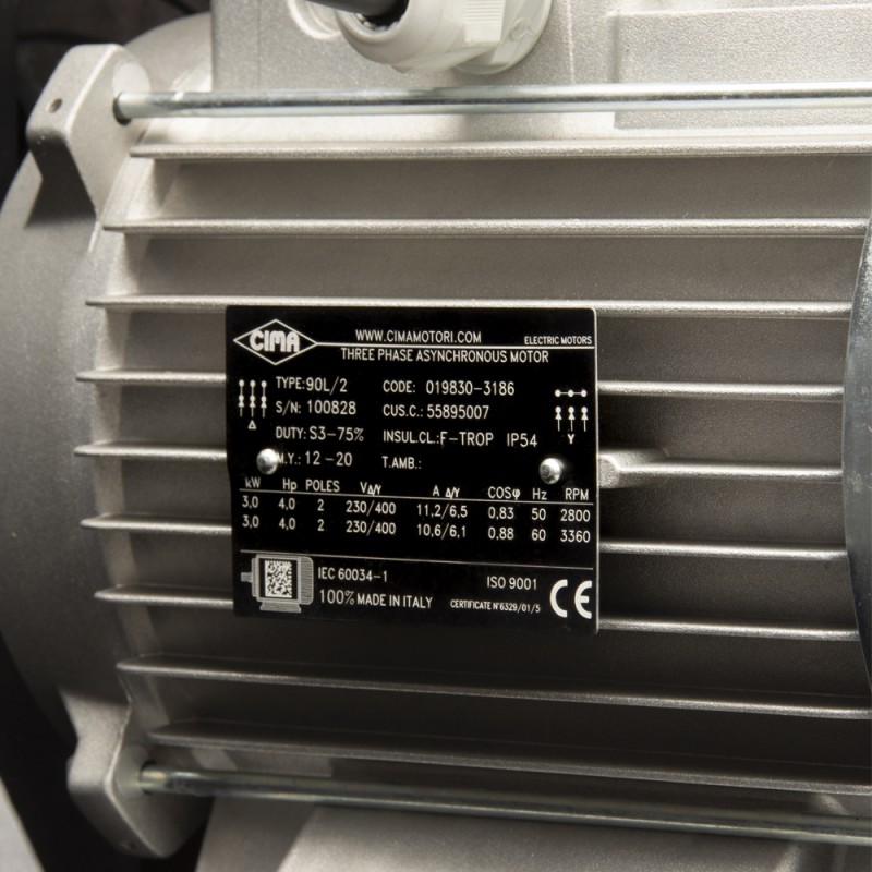 WDK-91054  Масляный поршневой компрессор с ременным приводом: 541 л/мин, 10 бар; 380В/3.0 кВт, 100 л, WiederKraft