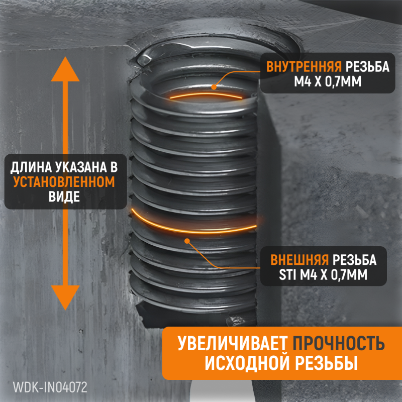 WDK-IN04072 Резьбовые вставки M4X0,7, 2,5d, 10 предметов, WiederKraft WDK-IN04072 Резьбовые вставки M4X0,7, 2,5d, 10 предметов, WiederKraft