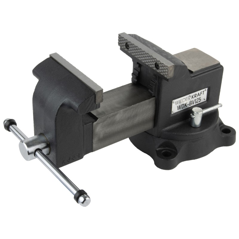 WDK-BV125 Профессиональные слесарные тиски поворотные с наковальней 125 мм, WiederKraft