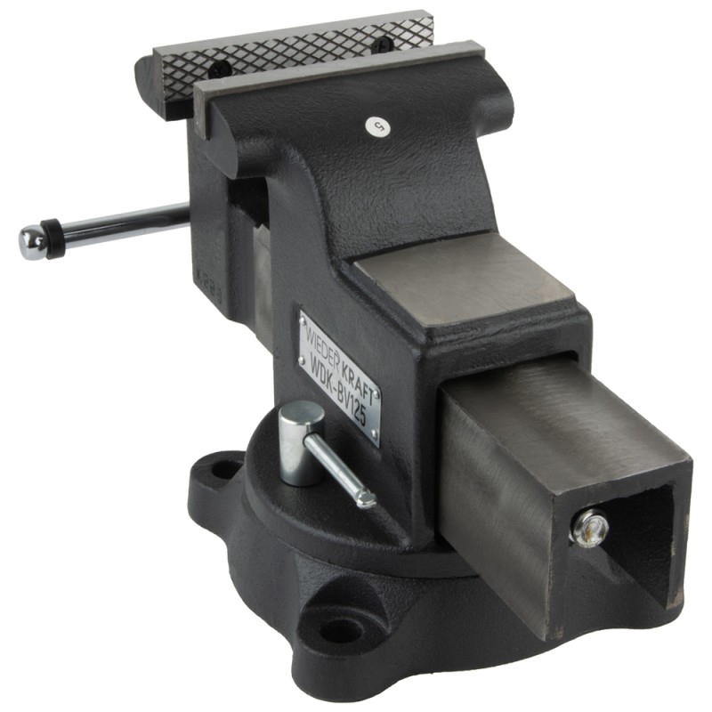 WDK-BV125 Профессиональные слесарные тиски поворотные с наковальней 125 мм, WiederKraft