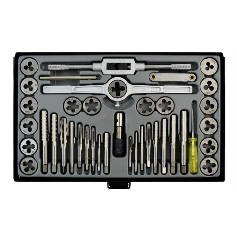 WDK-DTI3040 Набор метчиков и плашек 4NC40 - 1/2NF20, 40 предметов, дюймовая резьба, WiederKraft