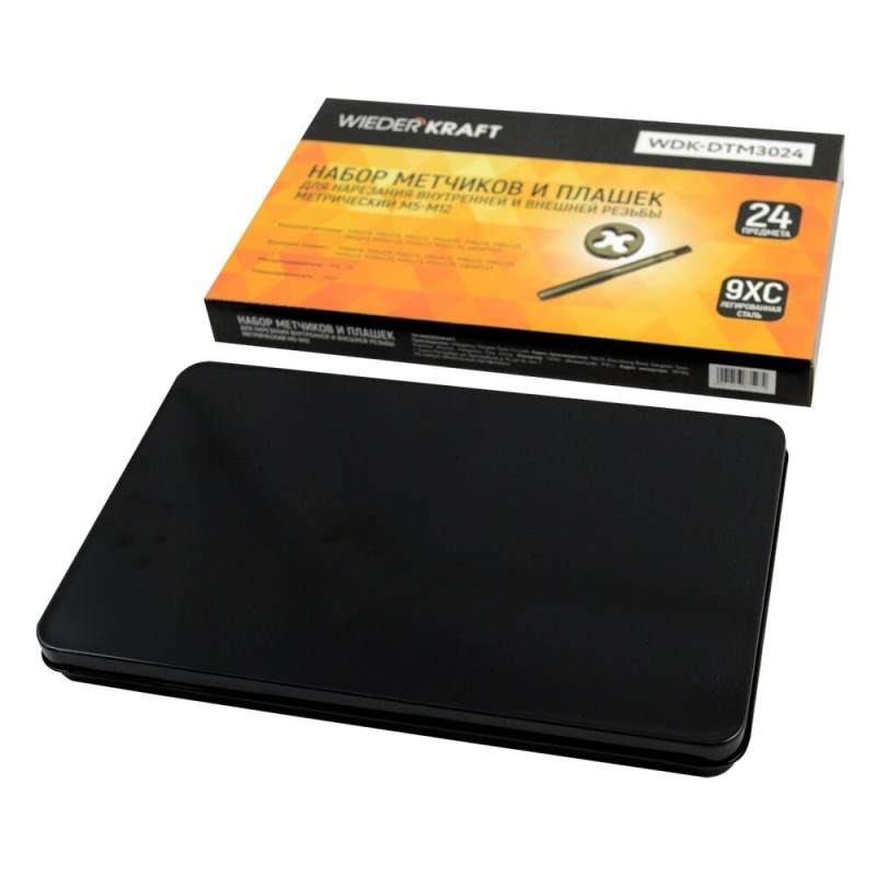 WDK-DTM3024 Набор метчиков и плашек М5-М12, 24 предмета, метрическая резьба, WiederKraft