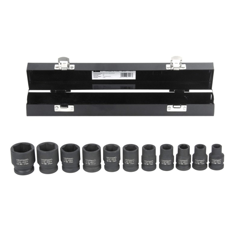 WDK-710 Набор ударных головок 1/2" 10 предметов, 10-27 мм, WiederKraft WDK-710 Набор ударных головок 1/2" 10 предметов, 10-27 мм, WiederKraft