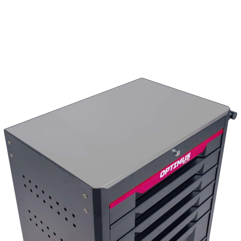 Тележка инструментальная 7 полок с набором инструментов 298 пр, металлическая столешница OPT-717M , OPTIMUS Тележка инструментальная 7 полок с набором инструментов 298 пр, металлическая столешница OPT-717M , OPTIMUS