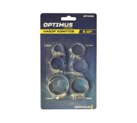 OPT-HT08 Хомуты червячные набор 6шт. 10-38