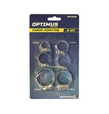 OPT-HT08 Хомуты червячные набор 6шт. 10-38