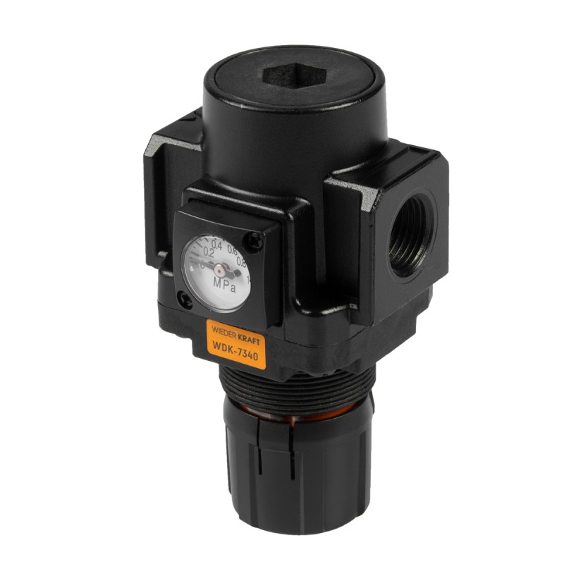 WDK-7340 Регулятор давления с манометром для пневматической системы 1/2", WiederKraft WDK-7340 Регулятор давления с манометром для пневматической системы 1/2", WiederKraft