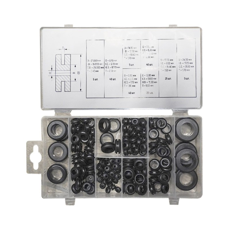 WDK-214054 Набор уплотнительных колец резиновых, черных, 180 шт WDK-214054 Набор уплотнительных колец резиновых, черных, 180 шт