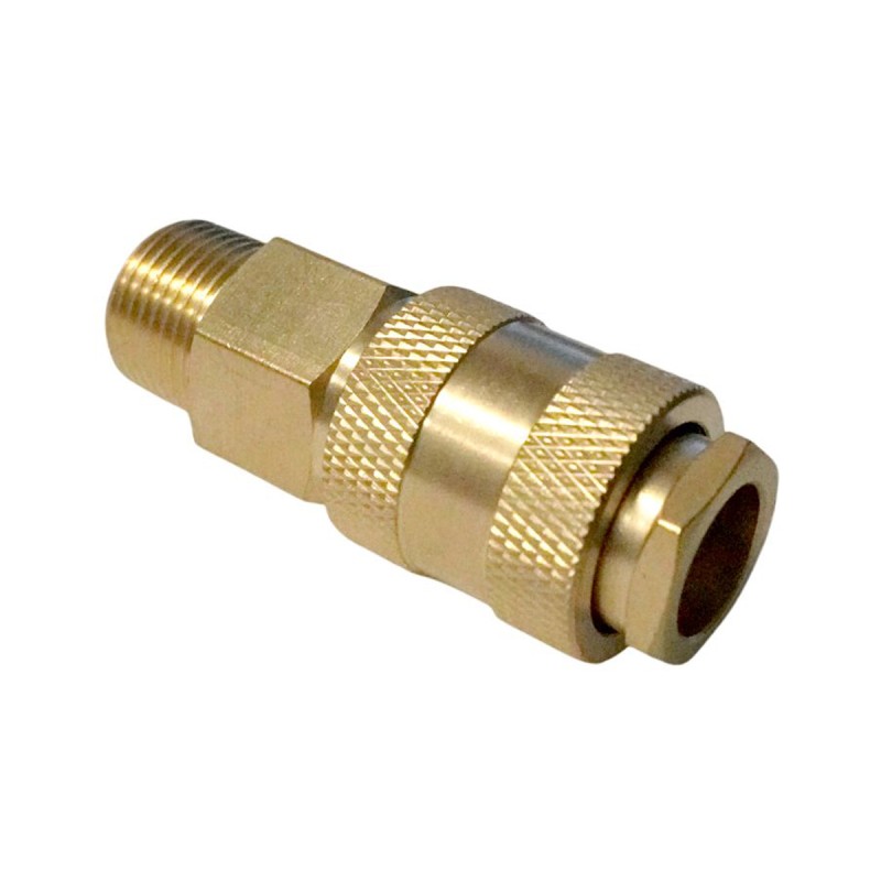 WDK-30SMB Быстроразъемное соединение пневматическое с внешней резьбой 3/8" BSPT, латунь WDK-30SMB Быстроразъемное соединение пневматическое с внешней резьбой 3/8" BSPT, латунь