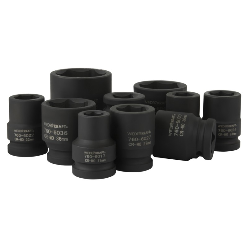 WDK-760 Набор ударных головок 3/4", 17-46 мм, 10 предметов, WiederKraft WDK-760 Набор ударных головок 3/4", 17-46 мм, 10 предметов, WiederKraft