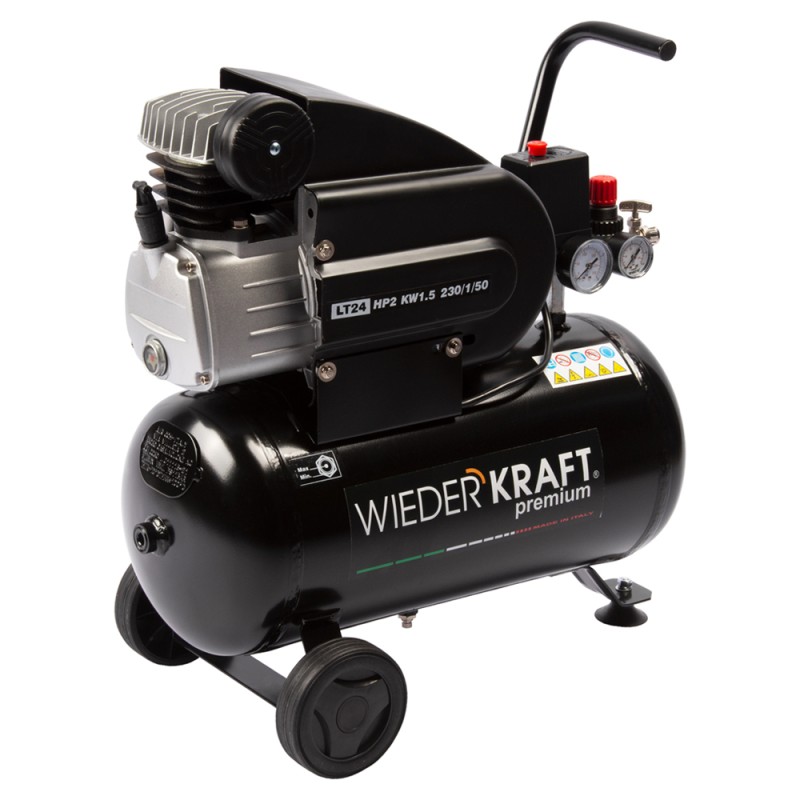 WDK-90225 Масляный поршневой компрессор с прямым приводом:225 л/мин, 8 бар; 220В/1,5 кВт, 24 л, WiederKraft WDK-90225 Масляный поршневой компрессор с прямым приводом:225 л/мин, 8 бар; 220В/1,5 кВт, 24 л, WiederKraft
