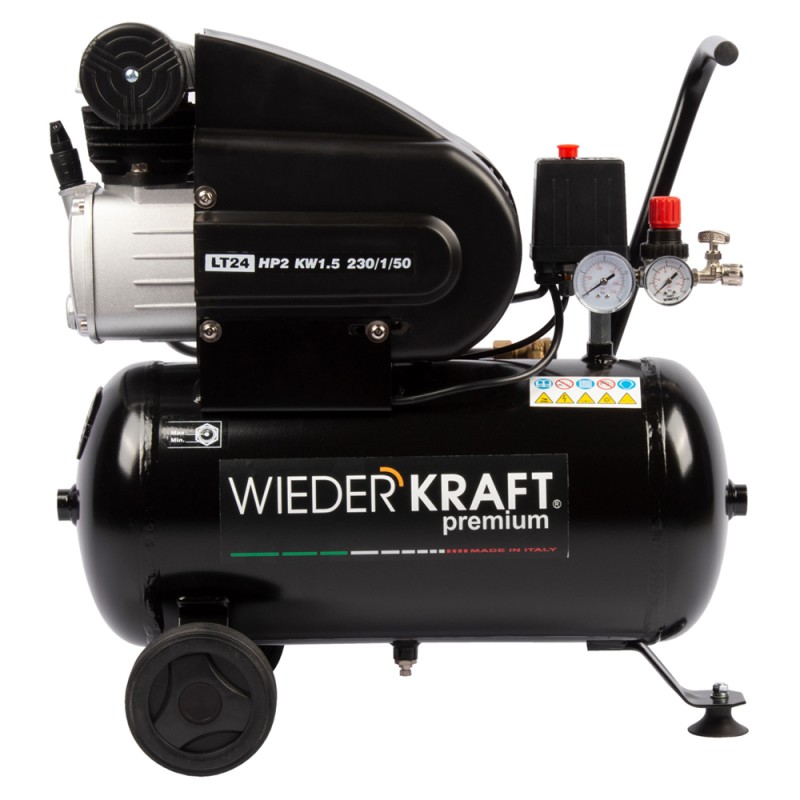 WDK-90225 Масляный поршневой компрессор с прямым приводом:225 л/мин, 8 бар; 220В/1,5 кВт, 24 л, WiederKraft WDK-90225 Масляный поршневой компрессор с прямым приводом:225 л/мин, 8 бар; 220В/1,5 кВт, 24 л, WiederKraft