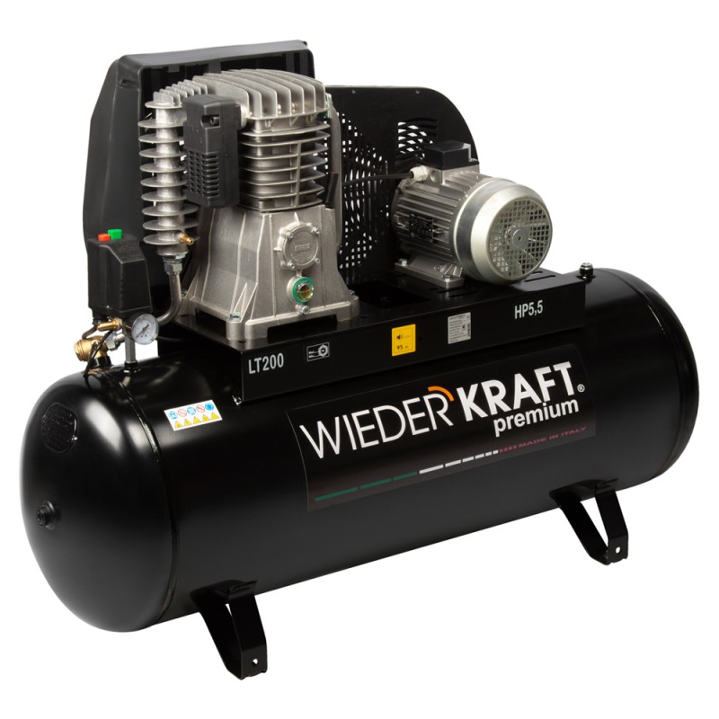 WDK-92060 Масляный поршневой компрессор с ременным приводом 606 л/мин, 11 бар, 200 л, WiederKraft WDK-92060 Масляный поршневой компрессор с ременным приводом 606 л/мин, 11 бар, 200 л, WiederKraft