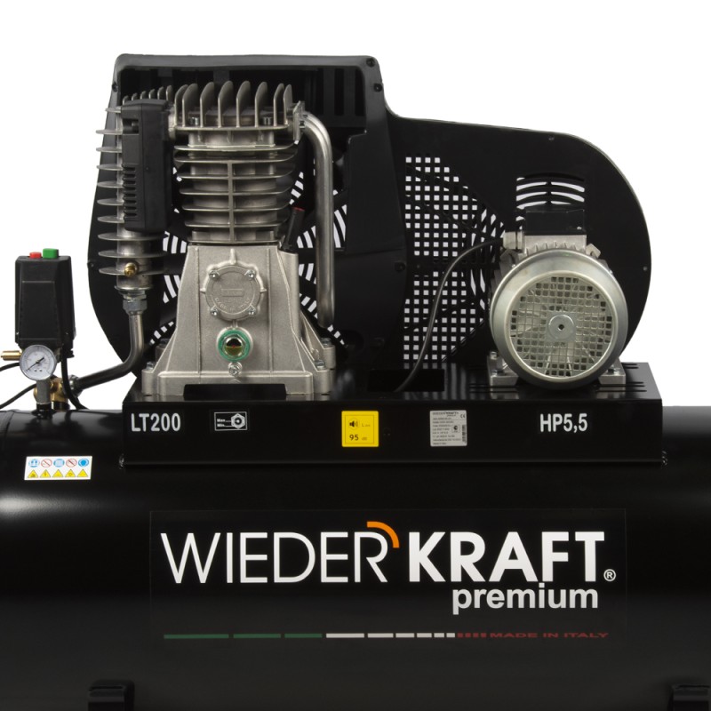 WDK-92060 Масляный поршневой компрессор с ременным приводом 606 л/мин, 11 бар, 200 л, WiederKraft WDK-92060 Масляный поршневой компрессор с ременным приводом 606 л/мин, 11 бар, 200 л, WiederKraft